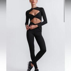 Port De Bras Lauren Black Long Sleeve Jumpsuit